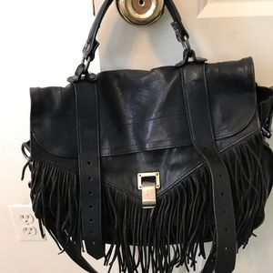 Proenza Schouler  PS1 Black fringe bag